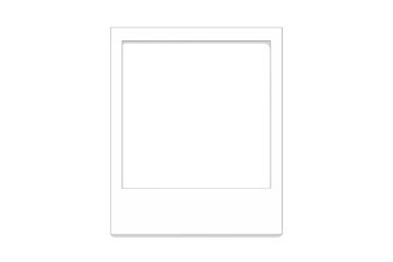 Realistic empty instant photo frame mockup. White polaroid style picture with shadow. Blank retro border for photography. Vintage memory concept vector illustration.