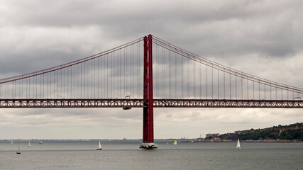 Lisbon red bridge view from a bank