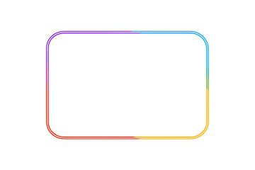 Colorful gradient rectangle frame with rounded corners. Modern double line border with vibrant rainbow spectrum colors. Abstract vector design element for graphic design.