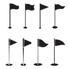 BLACK VECTOR VARIOUS golf flag icon silhouettes
