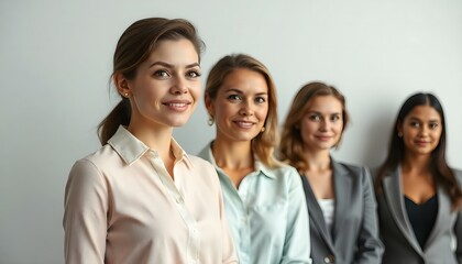 Fototapeta premium Professional women team business meeting corporate office staff success leadership collaboration teamwork