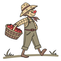 cartoon farmer with a basket of vegetables