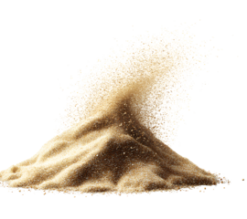 Light brown sand, isolated on a transparent background, PNG format.