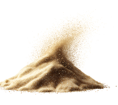 Light brown sand, isolated on a transparent background, PNG format.