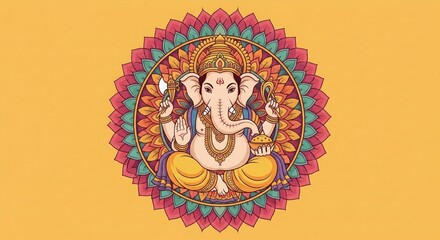 Obraz premium Vector Ganesh Illustration in Full Mandala – Print-Ready Ganesha Wallpaper HD