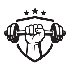 Powerful Hand Holding a Dumbbell, Fitness Symbol