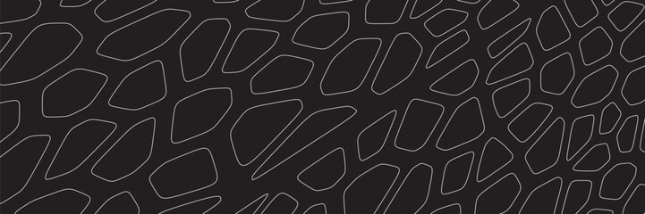 Black and white geometric seamless patterns vector set. Irregular shapes repeated backdrop for web tiles, science and interior designs. voronoi line polygonal cells template background collection
