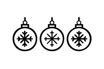 Obraz premium Six Black Silhouette Christmas Baubles with Hanging Loops on White Background Christmas ornament