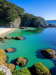 Playa de los cristales en laxe, galicia