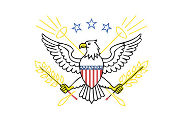 Stylized Eagle with American Shield and Laurel Branches on Transparent Background vector