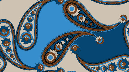 Seamless tribal pattern design. Hand draw paisley background. Patchwork pattern