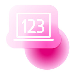 Abstract Pink Laptop Icon:  Modern, Minimalist, Digital, Number 123, Gradient, Soft, Clean Design, Tech Concept.