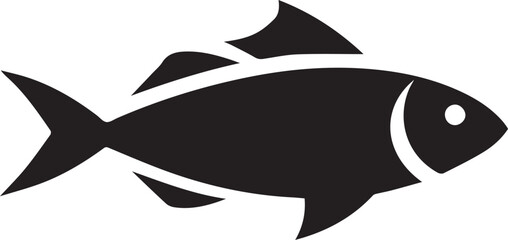 Obraz premium Minimal Black Fish Logo Vector – Silhouette Icon for Seafood and Fishing Brand Design