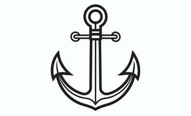 Anchor silhouette icon, nautical symbol design, maritime sea graphic, ship anchor on sea shore silhouette vector illustration 