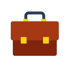 Simple Brown Leather Briefcase Icon: Flat Design, Professional, Business Concept