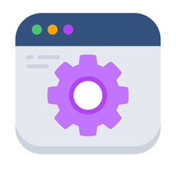 Purple Gear Setting Icon: Modern Website Interface Design Element