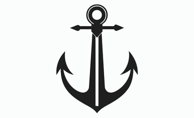 Anchor silhouette icon, nautical symbol design, maritime sea graphic, ship anchor on sea shore silhouette vector illustration 
