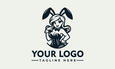 Cartoon illustration of a woman wearing a bunny costume with ears and a bowtie, smiling.