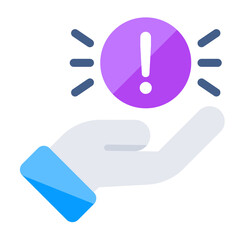Hand Holding Important Alert Symbol: Flat Design, Bright, Positive Mood