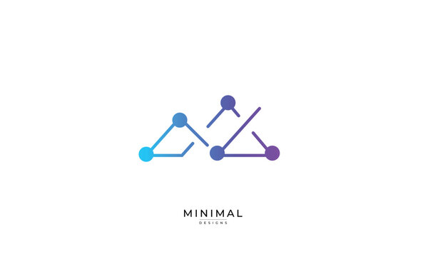 Minimal mountain logo with digital network lines, a tech inspired vector symbol for data, connectivity, and modern innovation