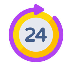 Abstract 24-Hour Cycle Icon: Purple, Yellow, and Blue Modern Design