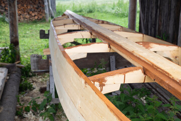 Making a wooden boat for river travel. Boat for Northern European rivers