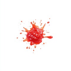 Red tomato sauce splat on white background