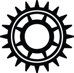 Obraz premium Black Gear Cogwheel Icon in Flat Silhouette Style, Industrial Symbol