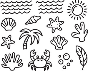 Naklejka premium Palm Tree and Shell Clipart Bundle