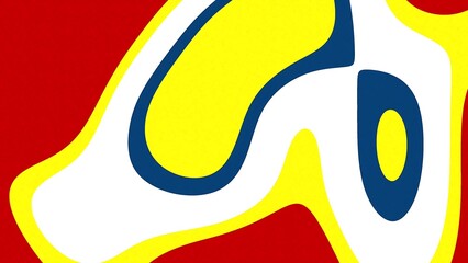 Ombre Classic Preppy Abstract design with red, yellow, white and blue fluid shapes creating a dynamic and modern art piece