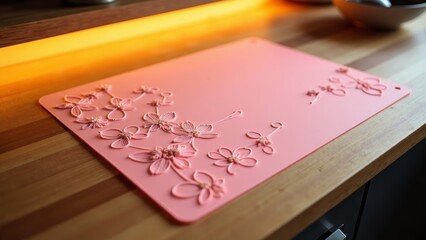 Pink placemat art close-up