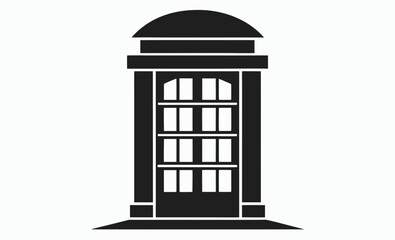 Phone booth silhouette, vintage call box, public telephone icon, silhouette vector of payphone booth 