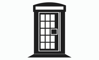 Phone booth silhouette, vintage call box, public telephone icon, silhouette vector of payphone booth 