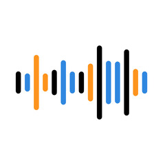 colorful and minimalist illustration of an audio icon and frequency wave, ideal for music and audio-related design projects