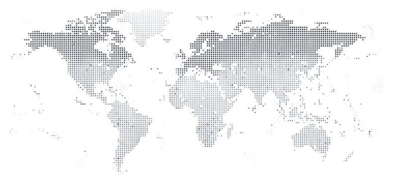 World map, light gray, pixelated
