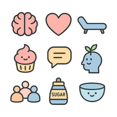  Mental Health Awareness Vector Set – Wellness and Support Icons