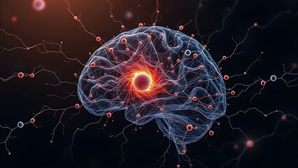 A neural network resembling a galaxy, damaged synapses creating memory-warping voids.