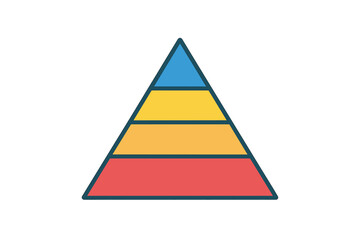 Colorful layered triangular pyramid infographic vector, four level hierarchical segmentation chart, Maslow hierarchy of needs steps, strategy, marketing funnel illustration
