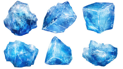 Naklejka premium ice cubes in blue on white background