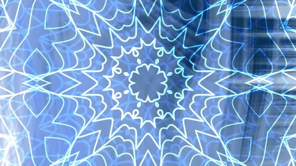 Ombre Icy Blue Depths Abstract geometric pattern with blue and white lines creating a kaleidoscope effect for backgrounds