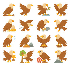 Fototapeta premium 20 Eagle Activity Icons Flat Vector Illustration