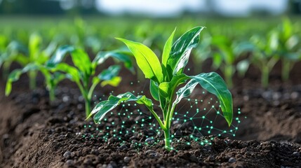 Plant growth with digital graphic overlay