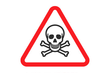 Red triangular hazard warning sign with skull and crossbones symbol. Vector illustration on transparent background. High-res PNG and editable vector EPS for safety signage design.