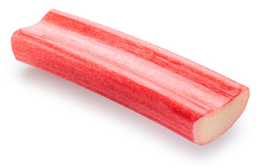 Cuts of red rhubarb stem on white background. File contains clipping path.