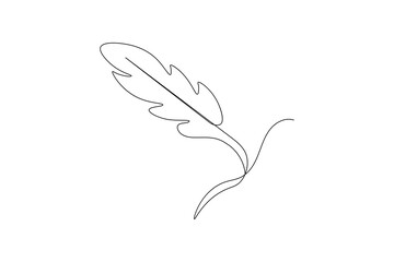 Pen feather continuous one line drawing vector illustration
