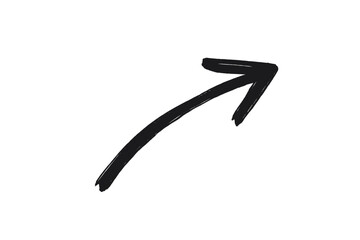 Hand drawn black arrow pointing right direction brush painted stroke vector illustration design element graphic resource transparent background artistic handmade curved