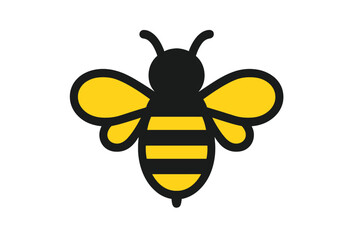 Simple honey bee icon yellow black bumblebee symbol vector illustration clipart logo design insect nature pollinator minimal graphic element mascot emblem badge