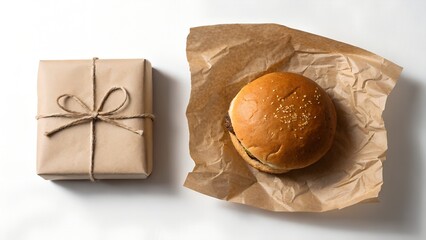 Freshly baked brown whole wheat bread in a box with milk for a healthy breakfast