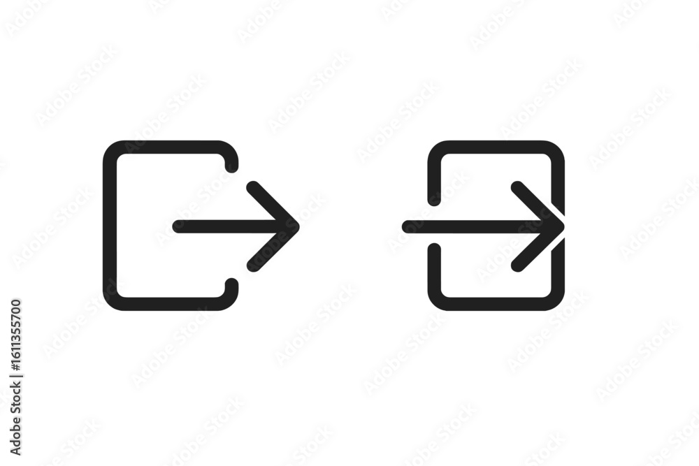 Poster minimalist login and logout arrow icons. enter and exit symbols for user account access in mobile ap