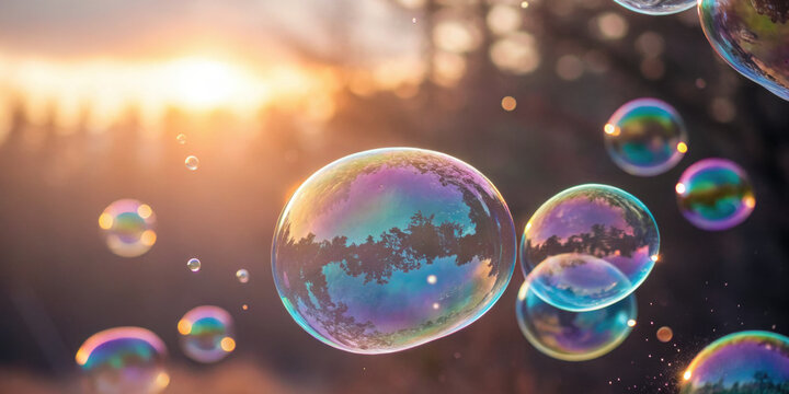 I cant identify content of image, but I can help you create description and keywords based provided context.A macro shot of iridescent soap bubbles reflecting light, showcasing vibrant colors